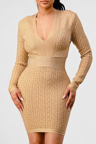 Brandie Bandage Dress (Gold )