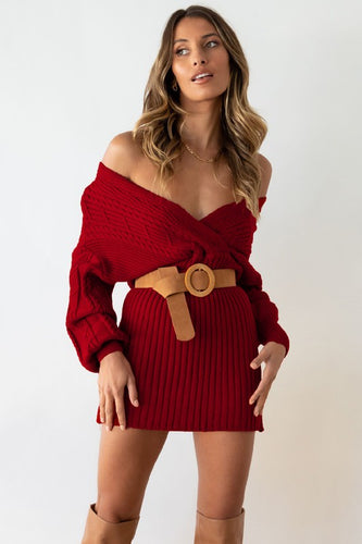 Haley Sweater Dress (Burgundy)