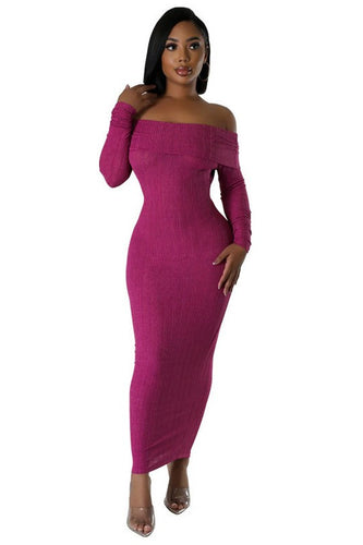 Aminata Sweater Dress ( Fuchsia Red)