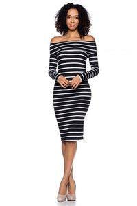 Off The Shoulder Stripped Dress