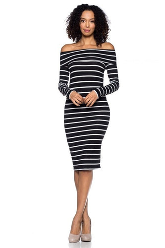 Off The Shoulder Stripped Dress