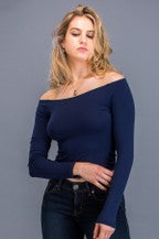 Cold Shoulder Top (Navy)